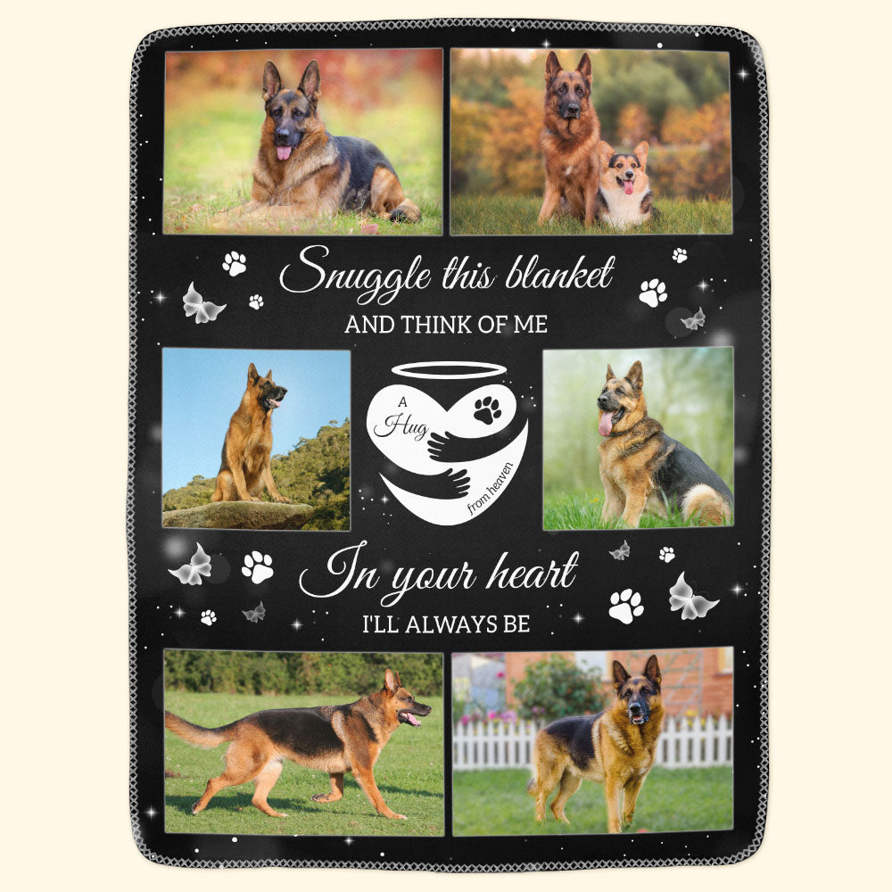 Snuggle This Blanket And Think Of Me Memorial Pet - Personalized Photo Blanket Big Size - Py Five Style