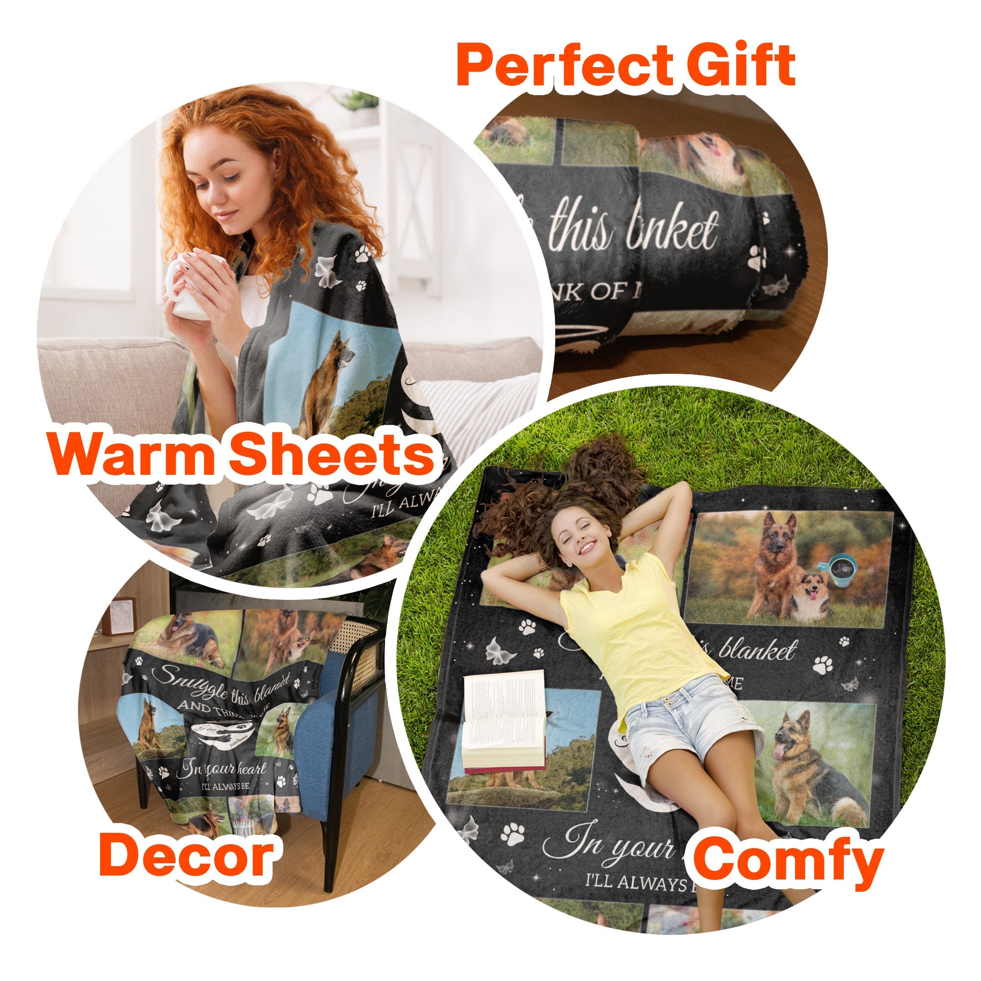 Snuggle This Blanket And Think Of Me Memorial Pet - Personalized Photo Blanket Big Size - Py Five Style