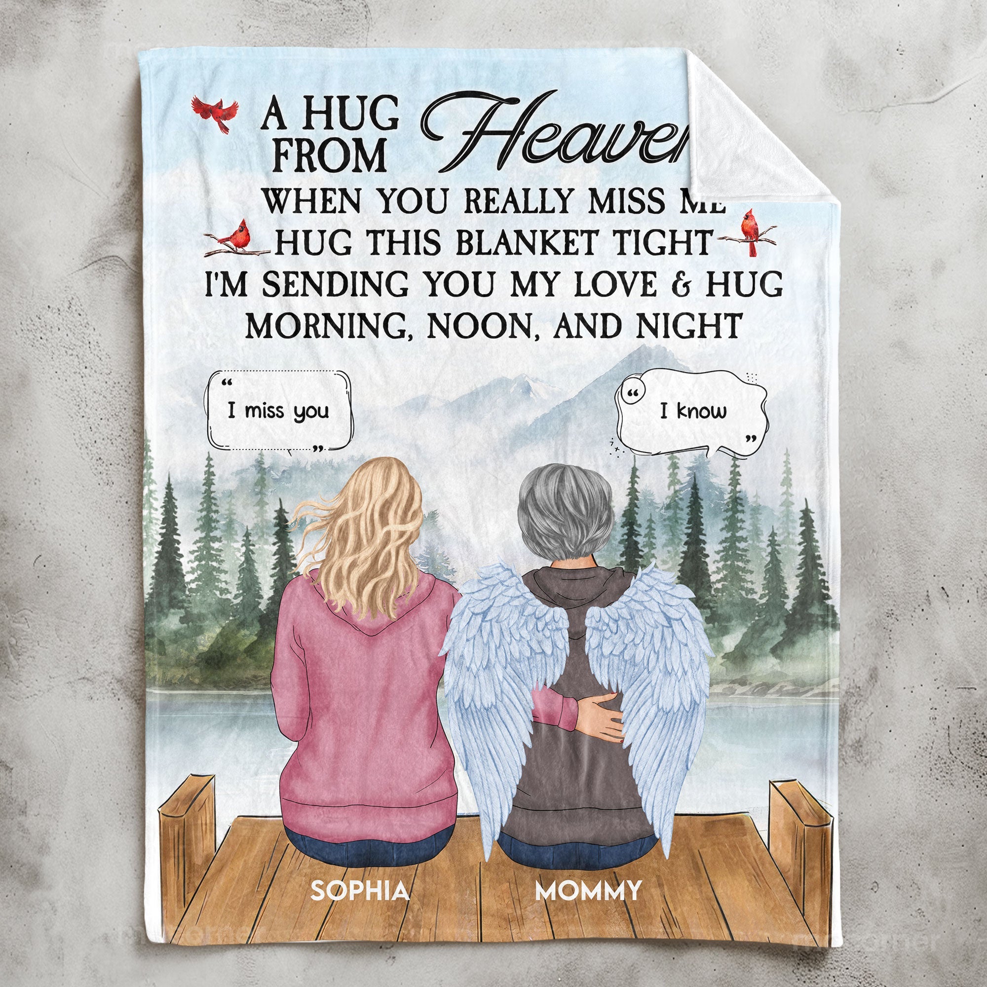 A Hug From Heaven, New Version - Personalized Blanket Big Size - Py Five Style
