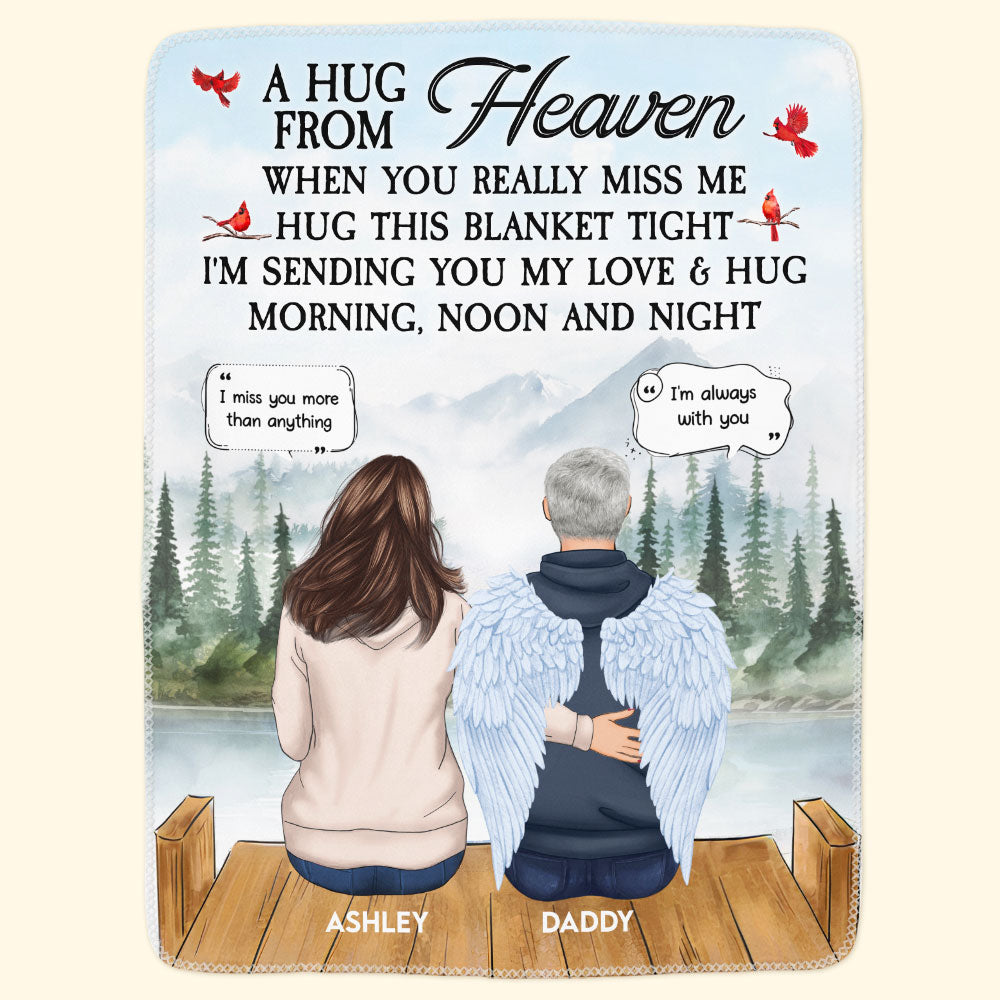 A Hug From Heaven, New Version - Personalized Blanket Big Size - Py Five Style