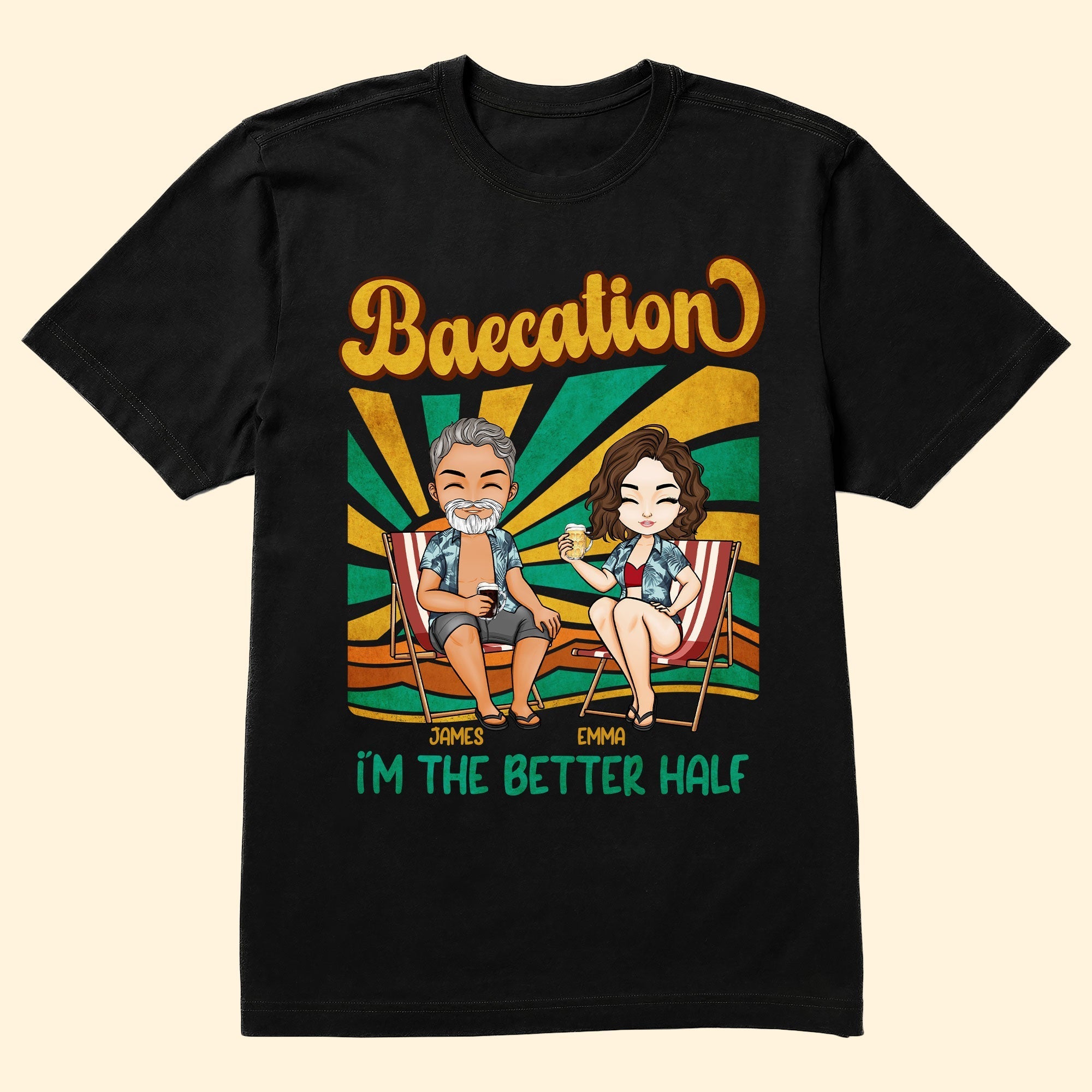 Baecation With My Better Half - Personalized Couple Matching Shirts - Py Five Style