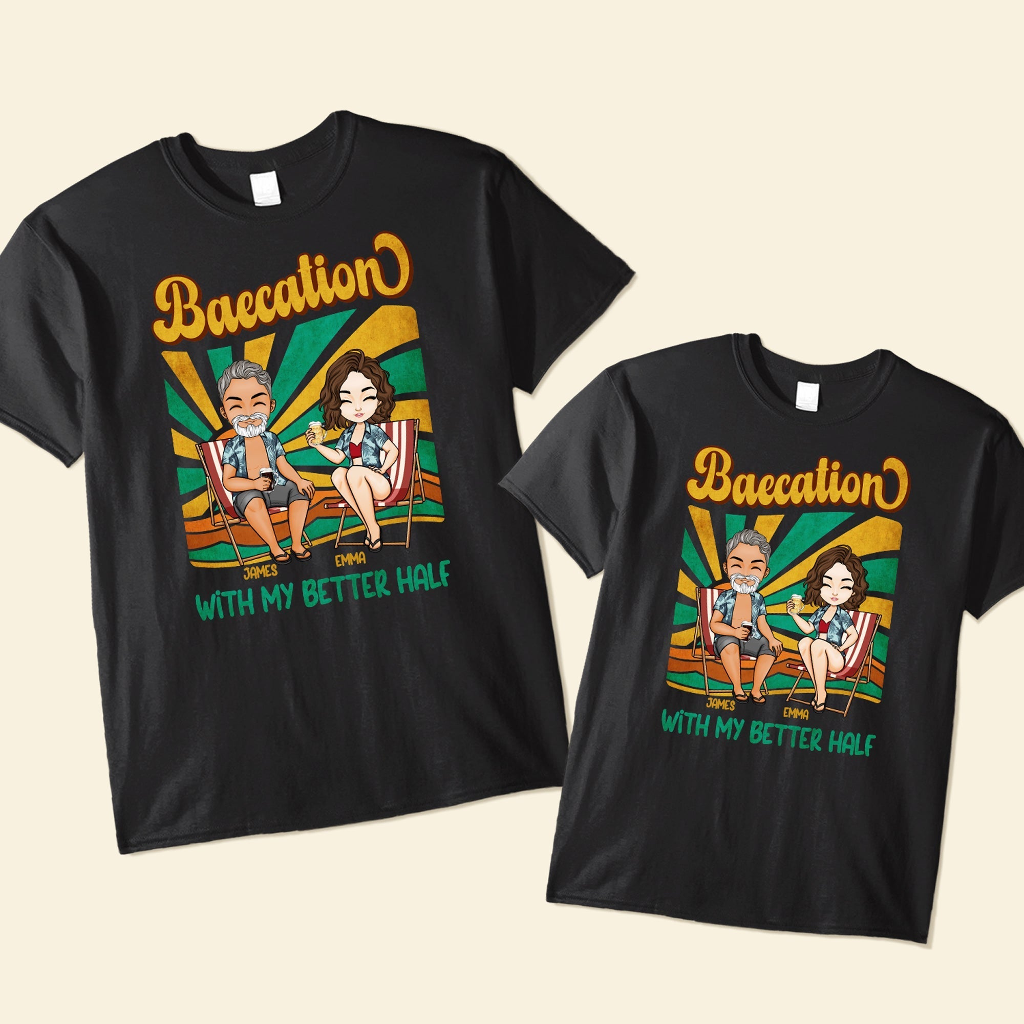Baecation With My Better Half - Personalized Couple Matching Shirts - Py Five Style