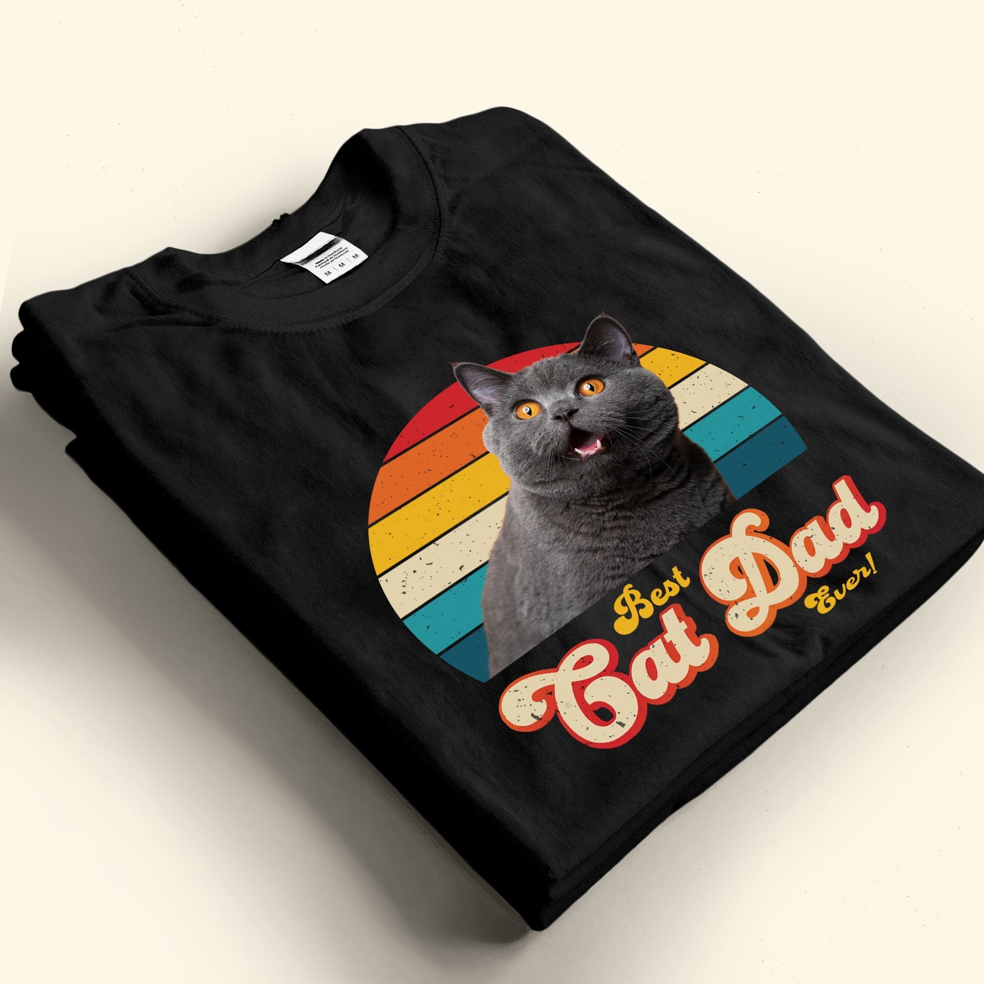 Best Cat Dad Ever - Personalized PhotoOne Size Shirt - Py Five Style
