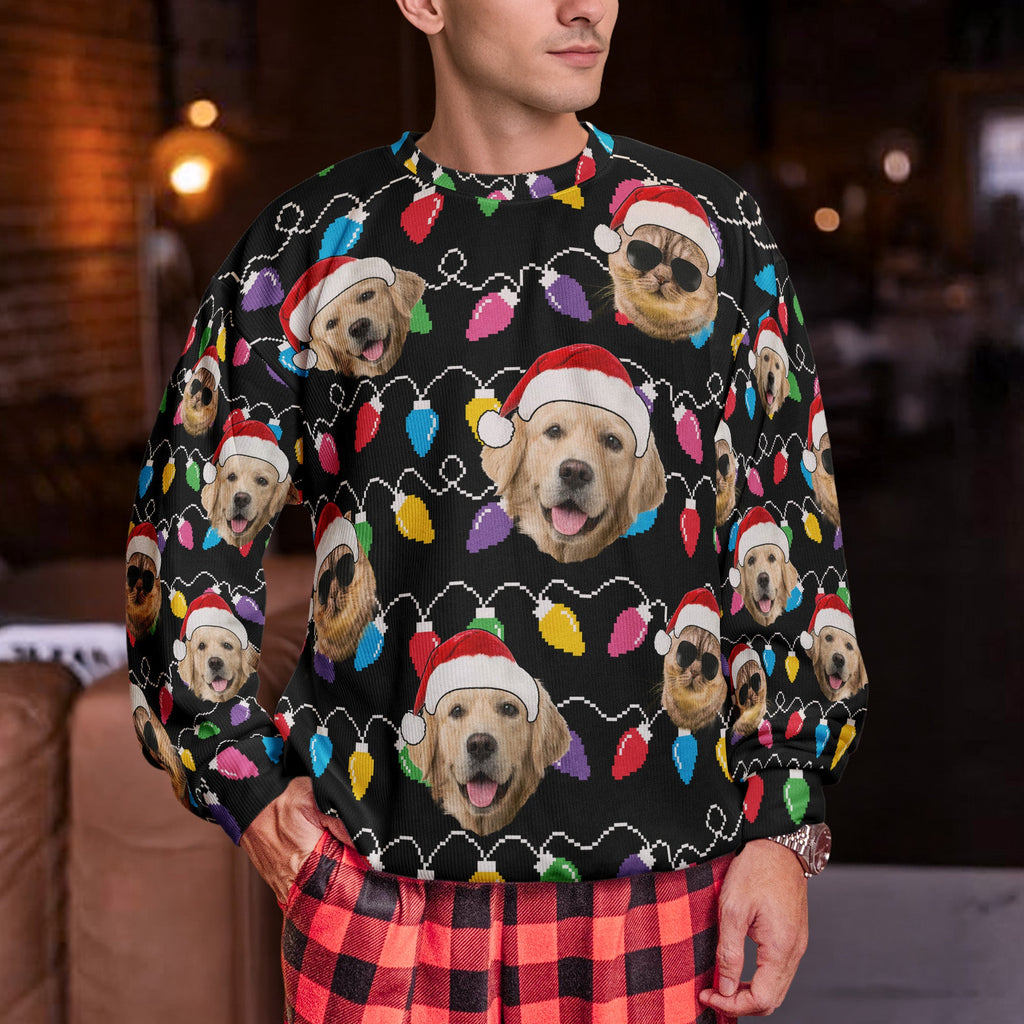 Custom Face Christmas Family Pet Funny Xmas Leds - Personalized Photo Ugly Sweater - Py Five Style