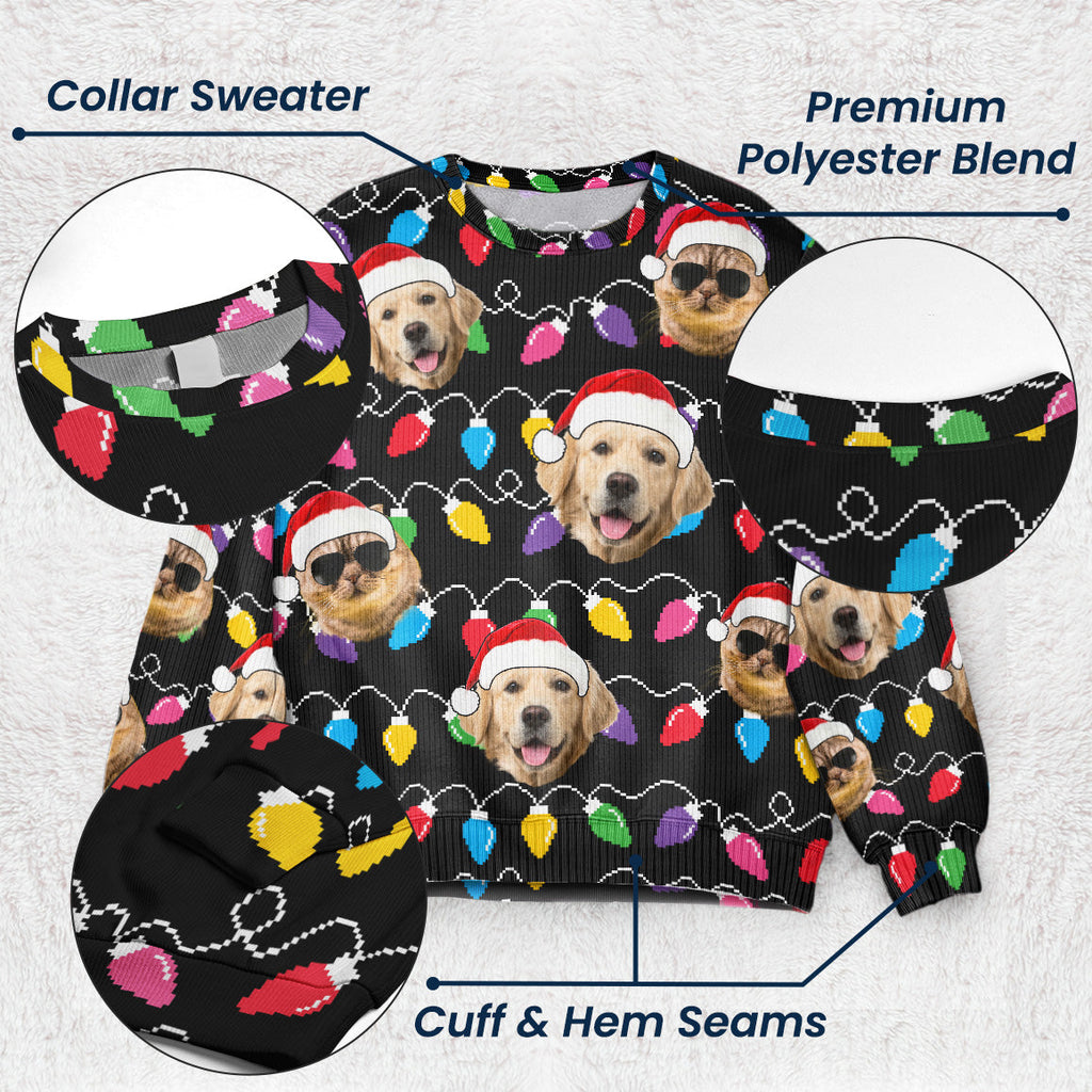 Custom Face Christmas Family Pet Funny Xmas Leds - Personalized Photo Ugly Sweater - Py Five Style