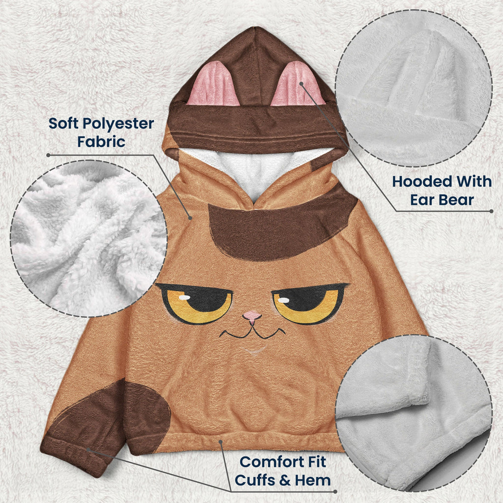 Cute Cat Gift For Daughter - Personalized Kid Fleece Hooded Sweatshirt With Ears - Py Five Style