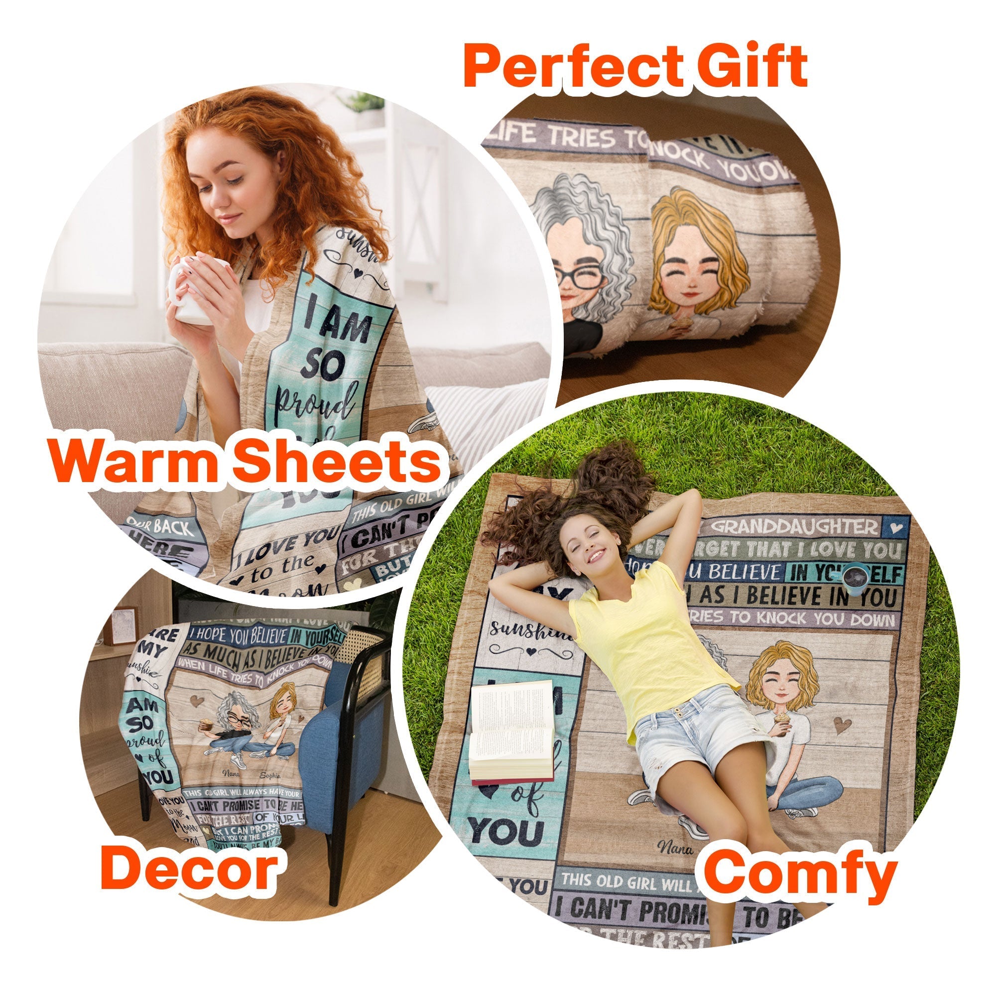 Grandkid - You Are My Sunshine - Personalized Blanket Big Size - Py Five Style