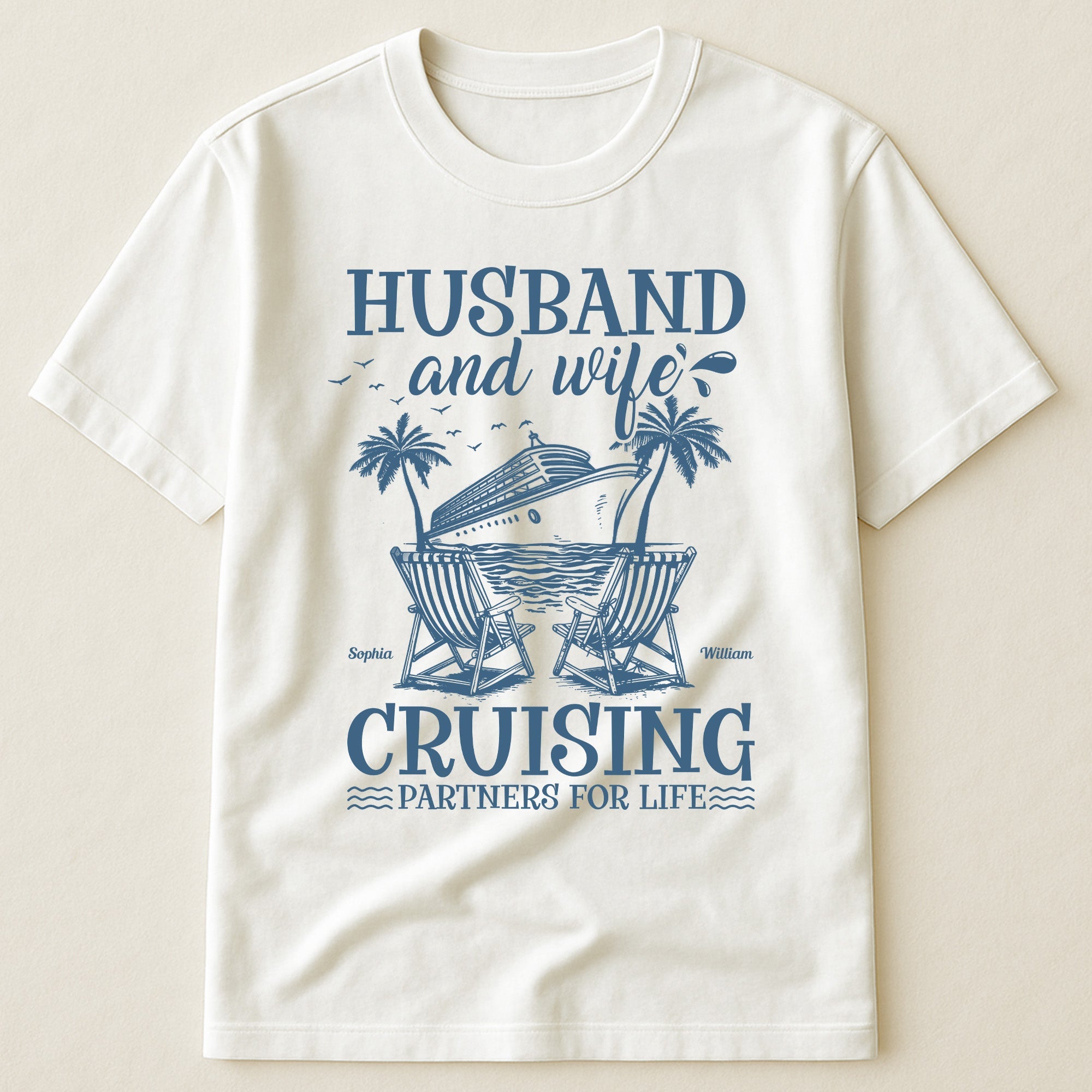Husband And Wife Cruising Partners For Life - Personalized Shirt - Py Five Style