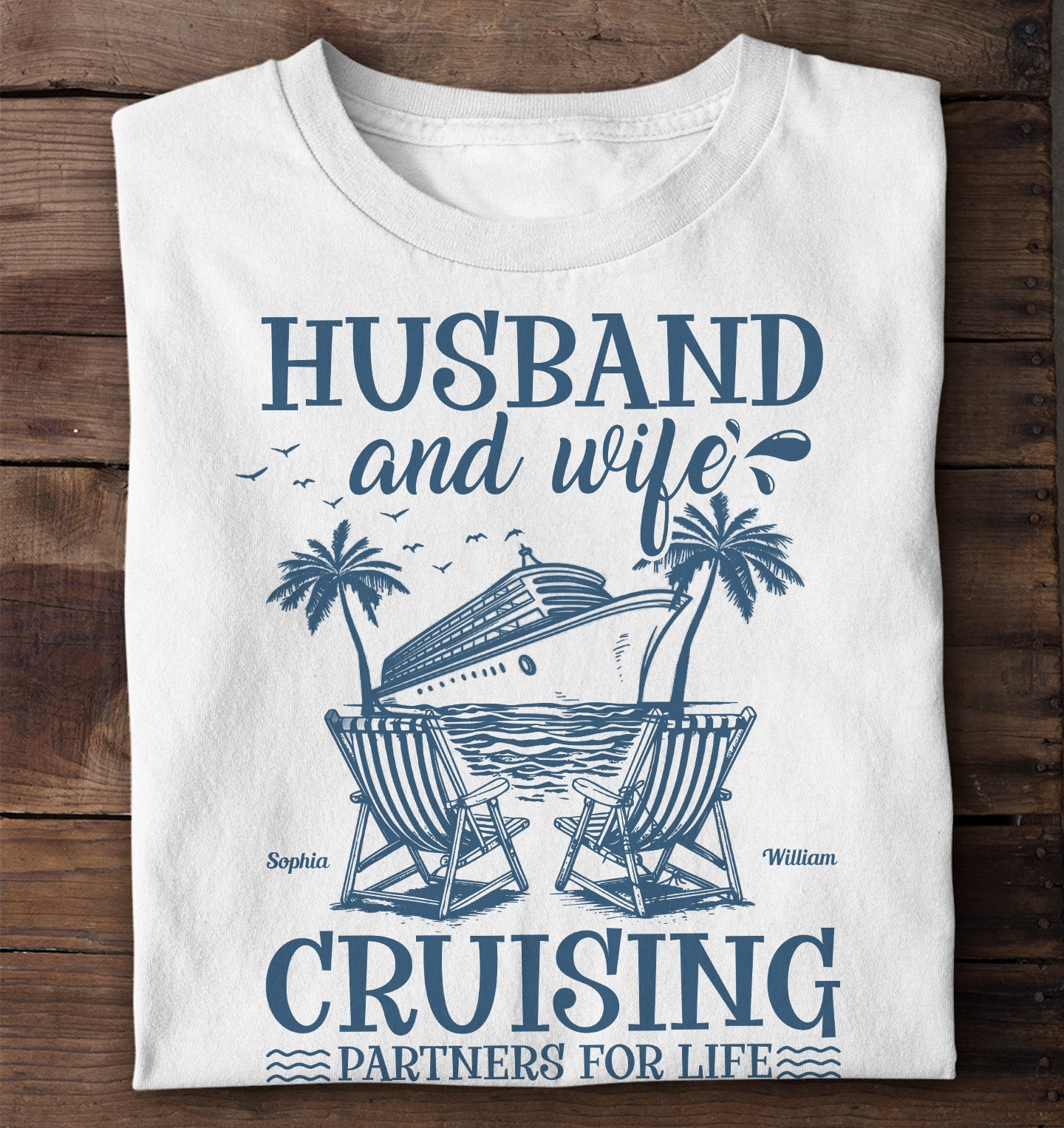 Husband And Wife Cruising Partners For Life - Personalized Shirt - Py Five Style