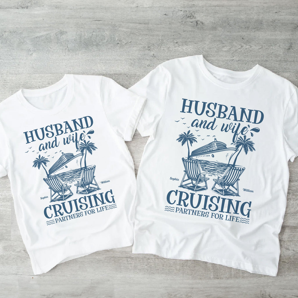 Husband And Wife Cruising Partners For Life - Personalized Shirt - Py Five Style
