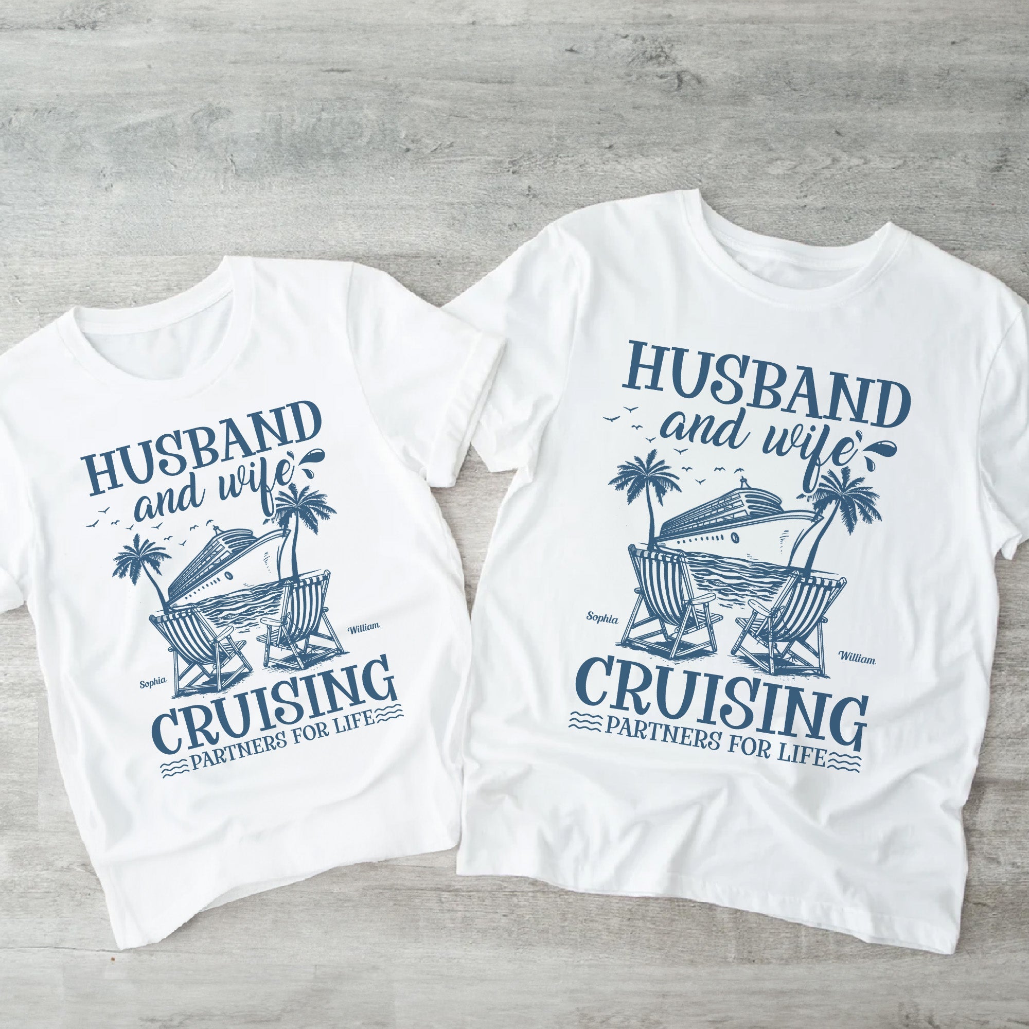Husband And Wife Cruising Partners For Life - Personalized Shirt - Py Five Style
