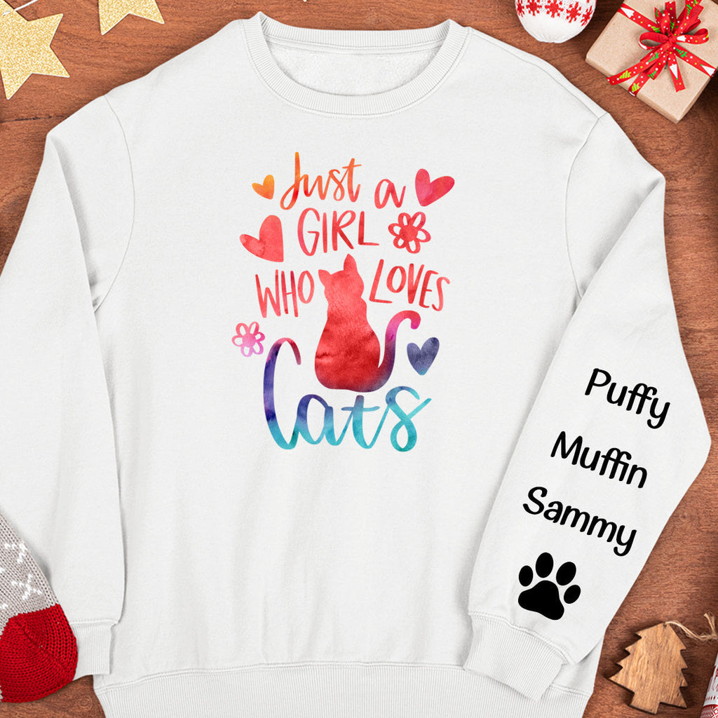 Just A Girl Who Loves Cats - Personalized Sweatshirt - Py Five Style