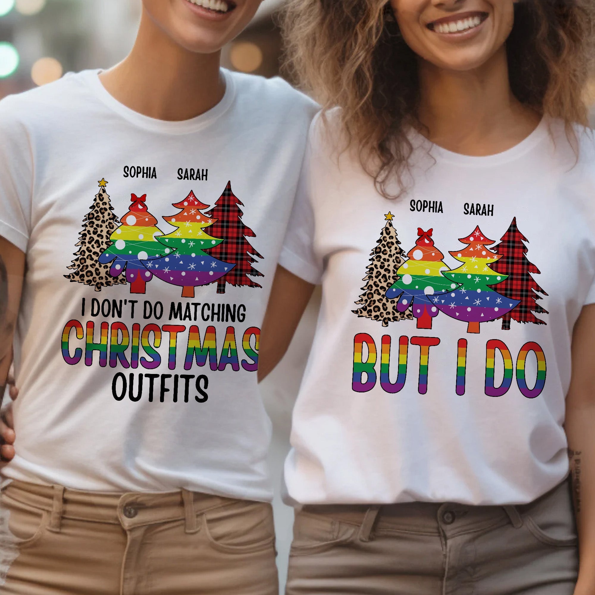 Lgbt I Don't Do Matching Christmas Outfits - Personalized Matching Couple Shirt - Py Five Style