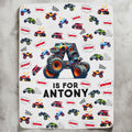 Monster Truck, Unicorn, Astronaut Letter - Personalized Blanket Big Size - Py Five Style