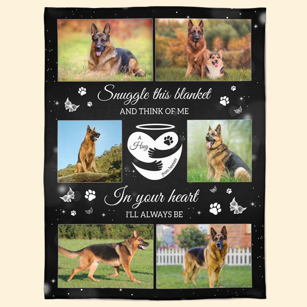 Snuggle This Blanket And Think Of Me Memorial Pet - Personalized Photo Blanket Big Size - Py Five Style