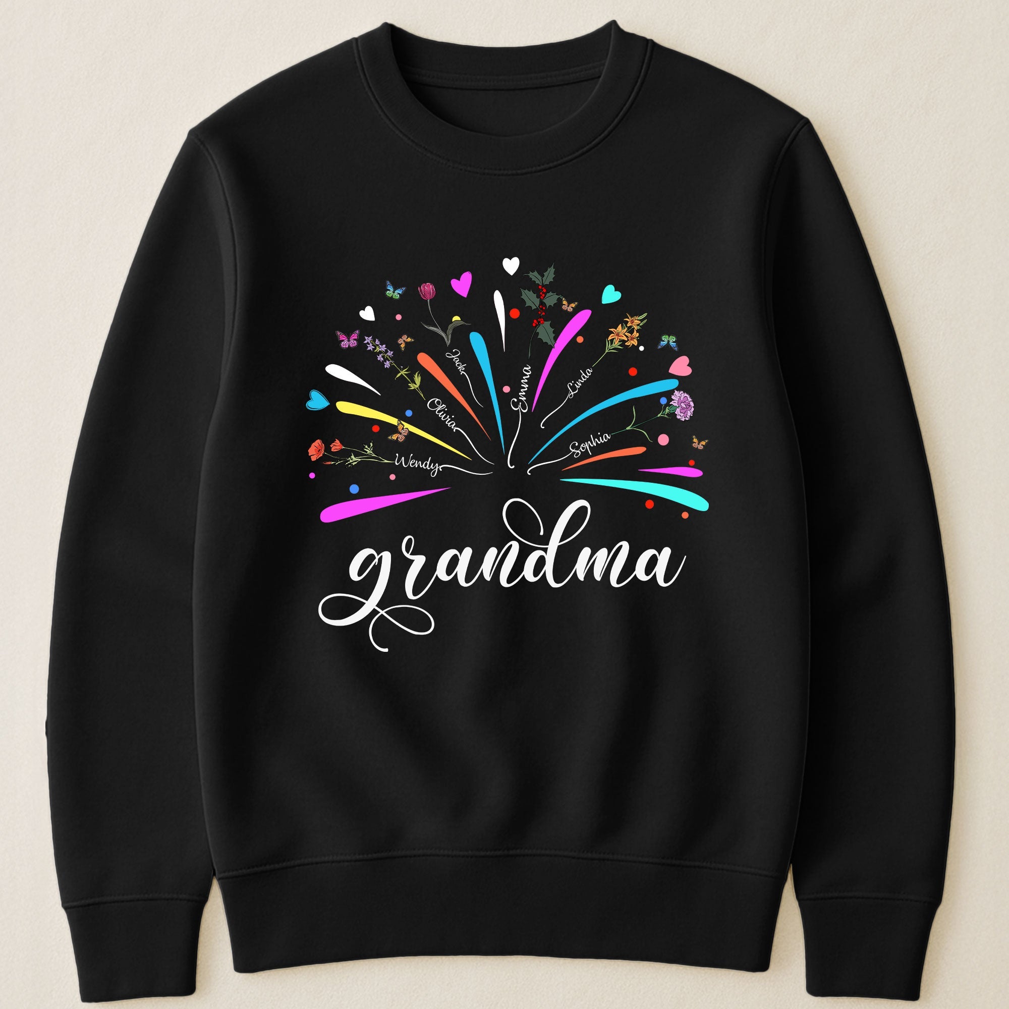 Proud Grandma And Kids Firework Birth Month Flowers - PersonalizedOne Size Shirt - Py Five Style