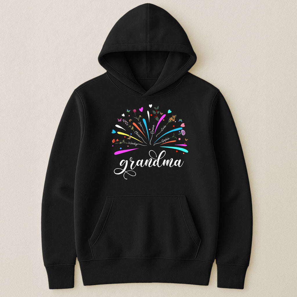 Proud Grandma And Kids Firework Birth Month Flowers - PersonalizedOne Size Shirt - Py Five Style