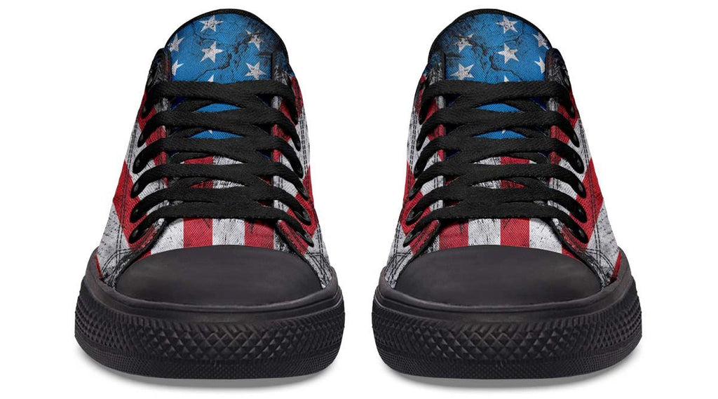 No Pain No Gain American Flag Black Low Top Sneakers - Py Five Style