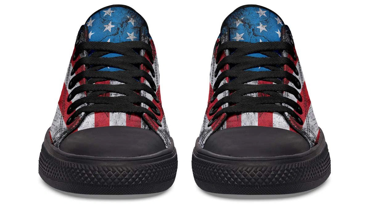 No Pain No Gain American Flag Black Low Top Sneakers - Py Five Style