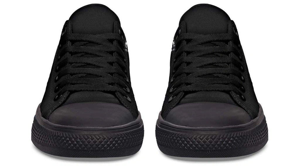 Skull Engine Motor Black Low-Top Sneakers - Edgy Biker Style - Py Five Style