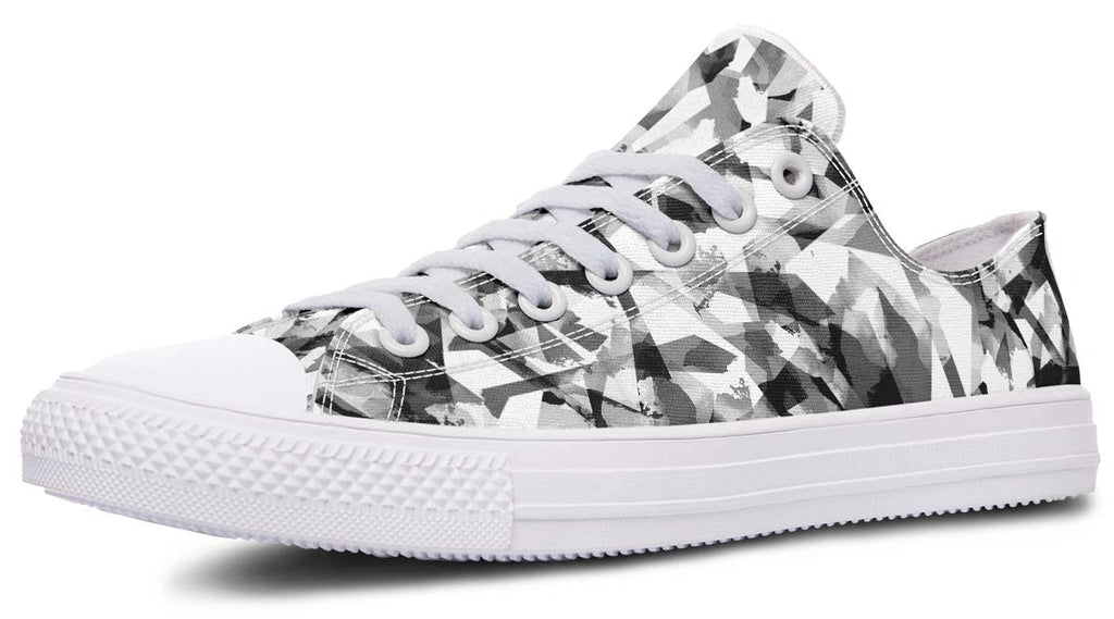 Polygon Pattern White Low-Top Sneakers | Modern Monochrome Footwear - Py Five Style