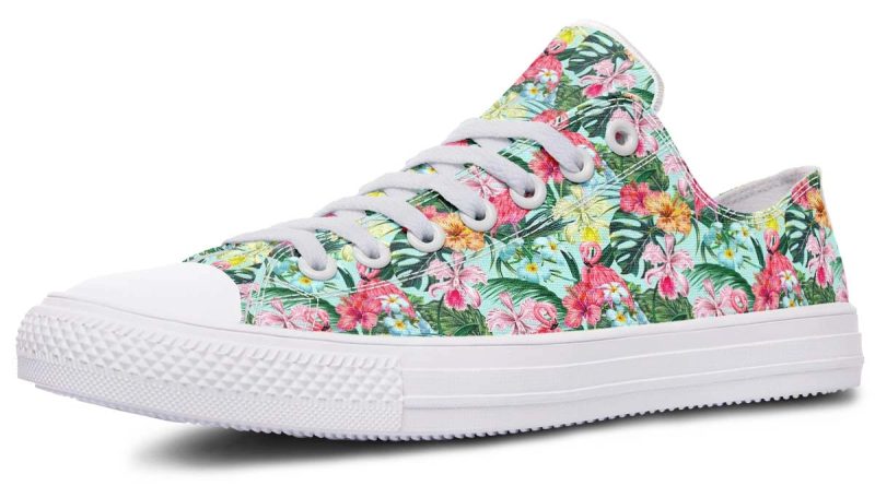Tropical Print Low Top Sneakers - Floral Casual Shoes - Py Five Style