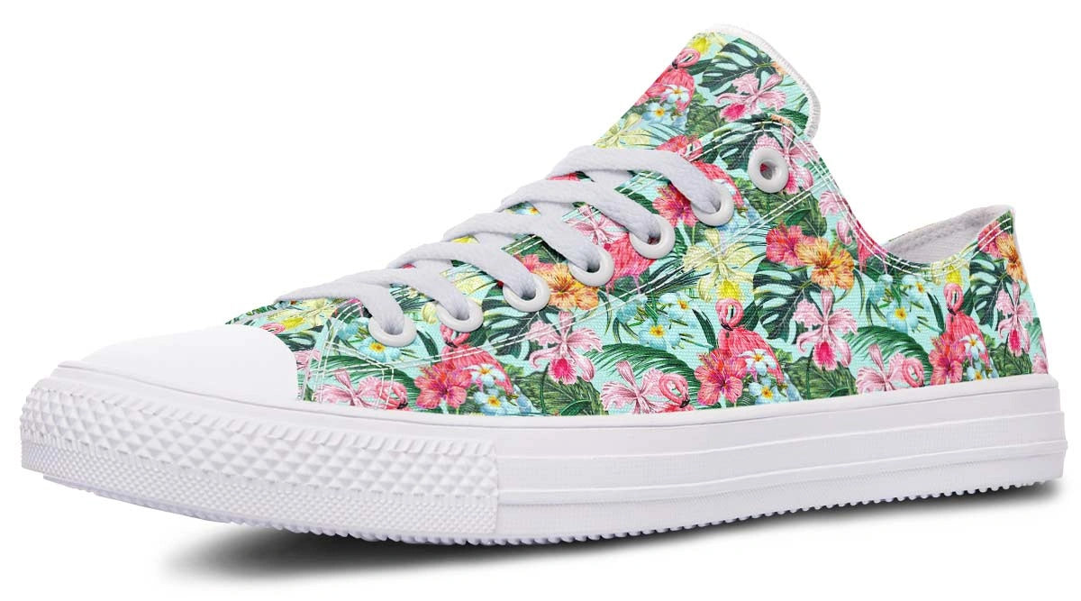 Tropical Print Low Top Sneakers - Floral Casual Shoes - Py Five Style