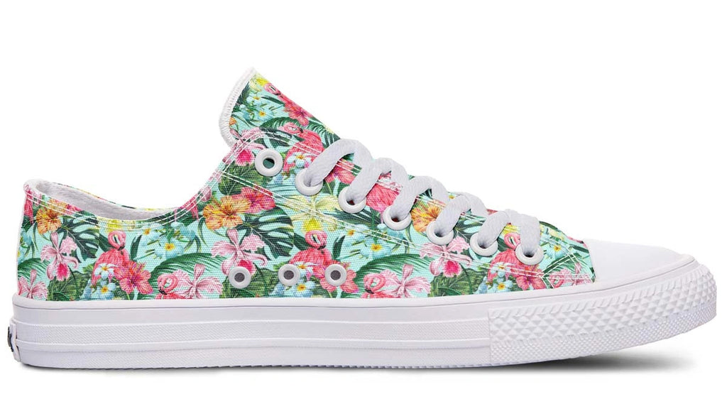 Tropical Print Low Top Sneakers - Floral Casual Shoes - Py Five Style