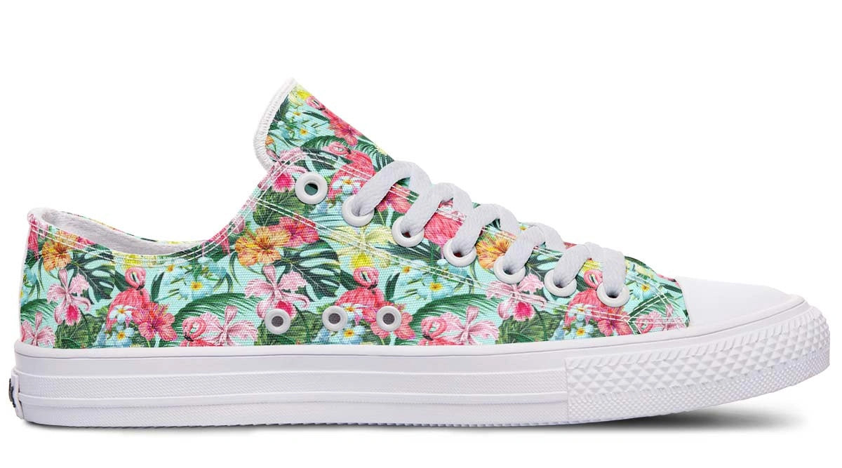 Tropical Print Low Top Sneakers - Floral Casual Shoes - Py Five Style