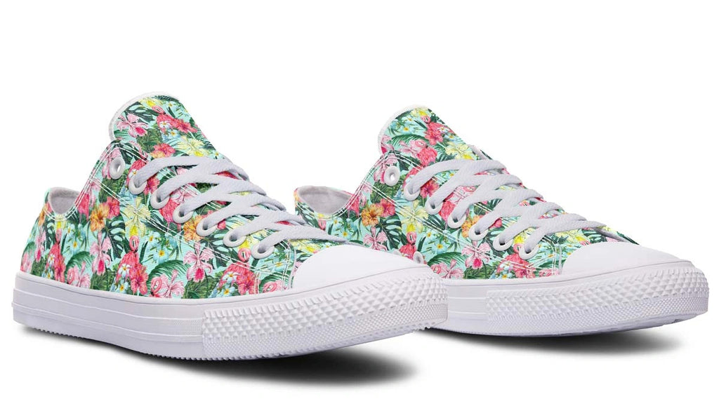 Tropical Print Low Top Sneakers - Floral Casual Shoes - Py Five Style