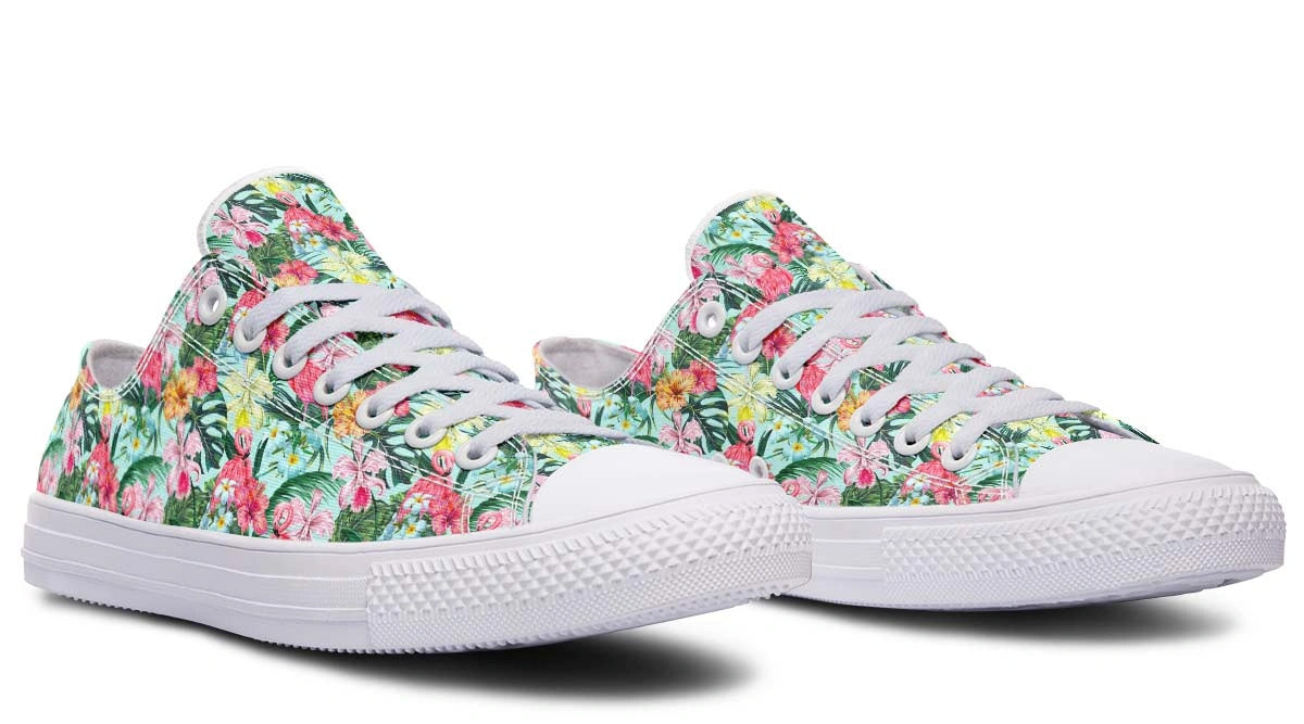 Tropical Print Low Top Sneakers - Floral Casual Shoes - Py Five Style