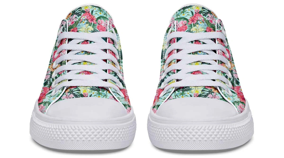 Tropical Print Low Top Sneakers - Floral Casual Shoes - Py Five Style