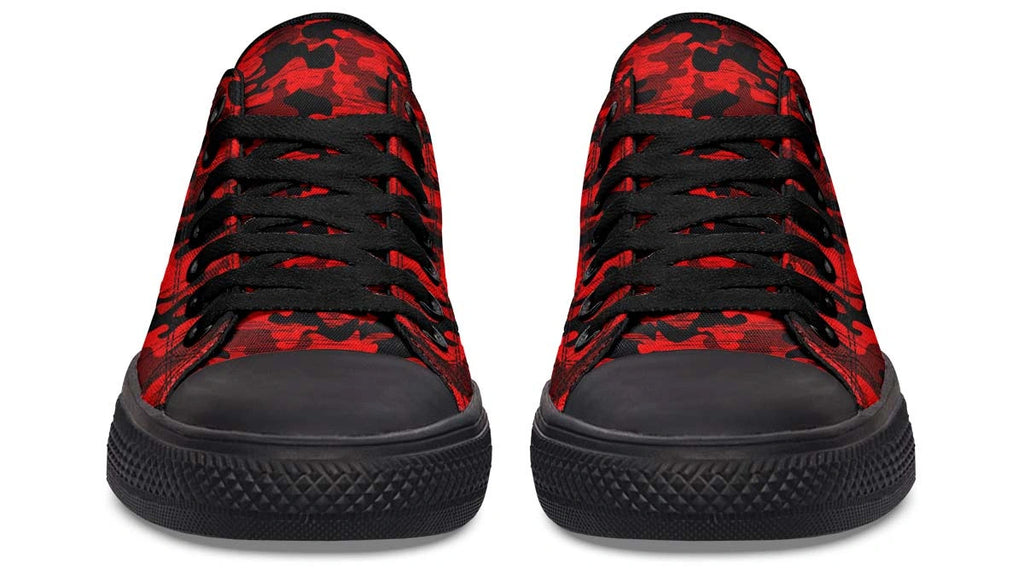 Red Camouflage Skull Pattern Low-Top Sneakers - Urban Streetwear - Py Five Style