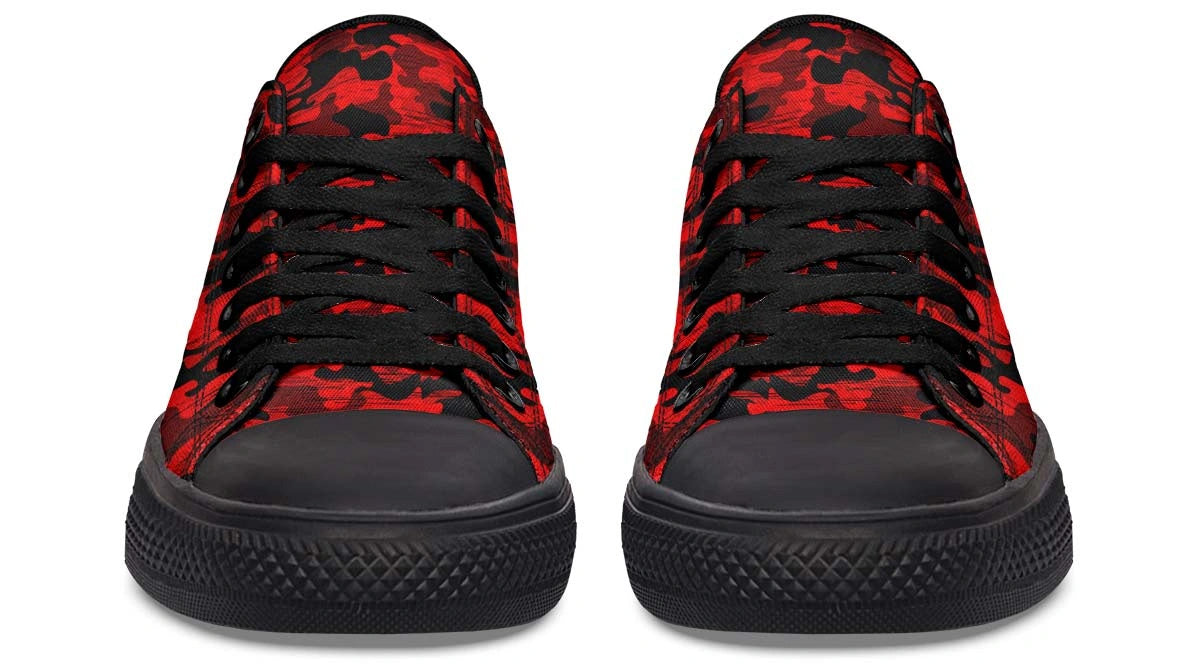 Red Camouflage Skull Pattern Low-Top Sneakers - Urban Streetwear - Py Five Style
