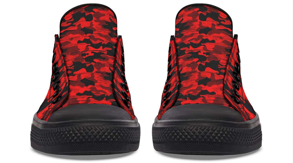 Red Camouflage Skull Pattern Low-Top Sneakers - Urban Streetwear - Py Five Style