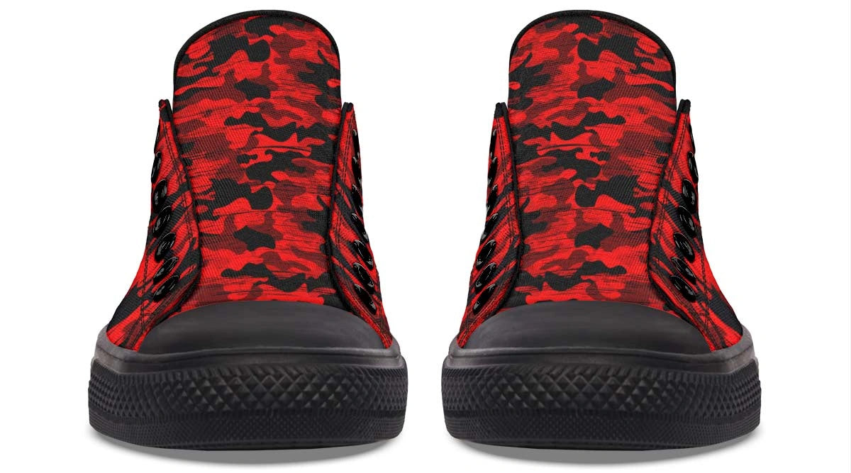 Red Camouflage Skull Pattern Low-Top Sneakers - Urban Streetwear - Py Five Style