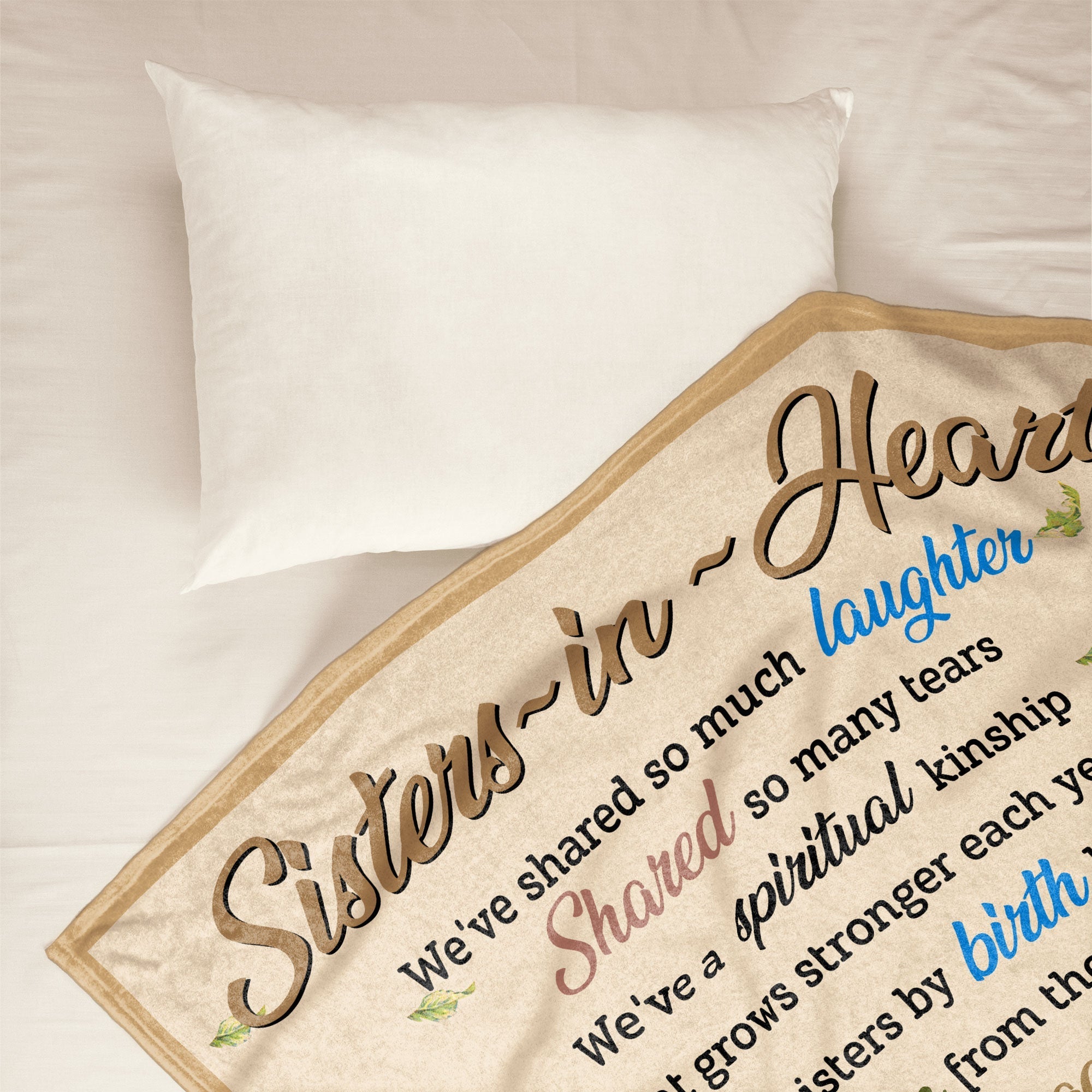 Sisters In Heart - Personalized Friend Blanket Big Size - Py Five Style