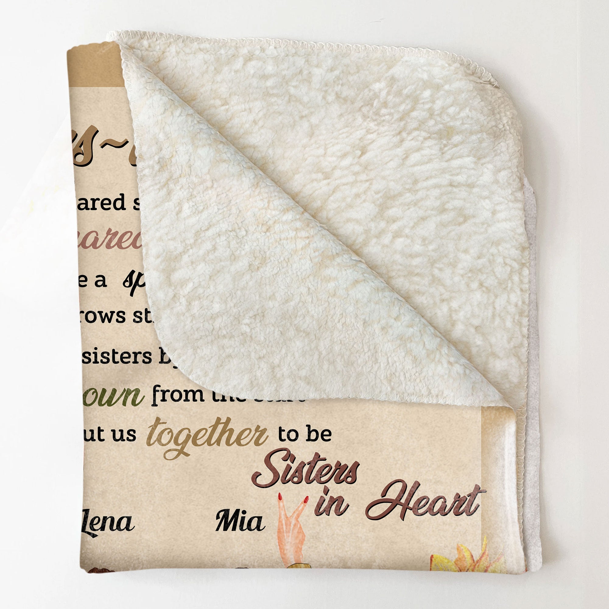 Sisters In Heart - Personalized Friend Blanket Big Size - Py Five Style