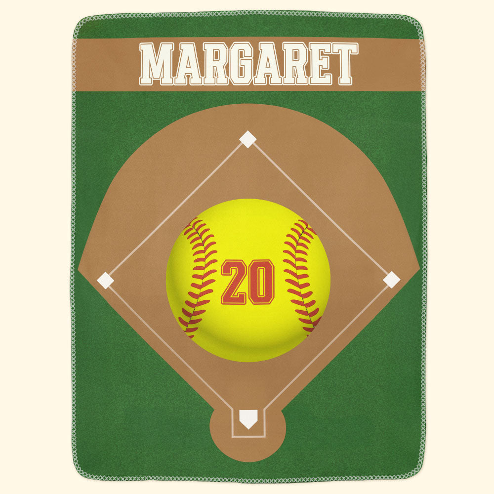Softball Field Custom Name And Number - Personalized Blanket Big Size - Py Five Style