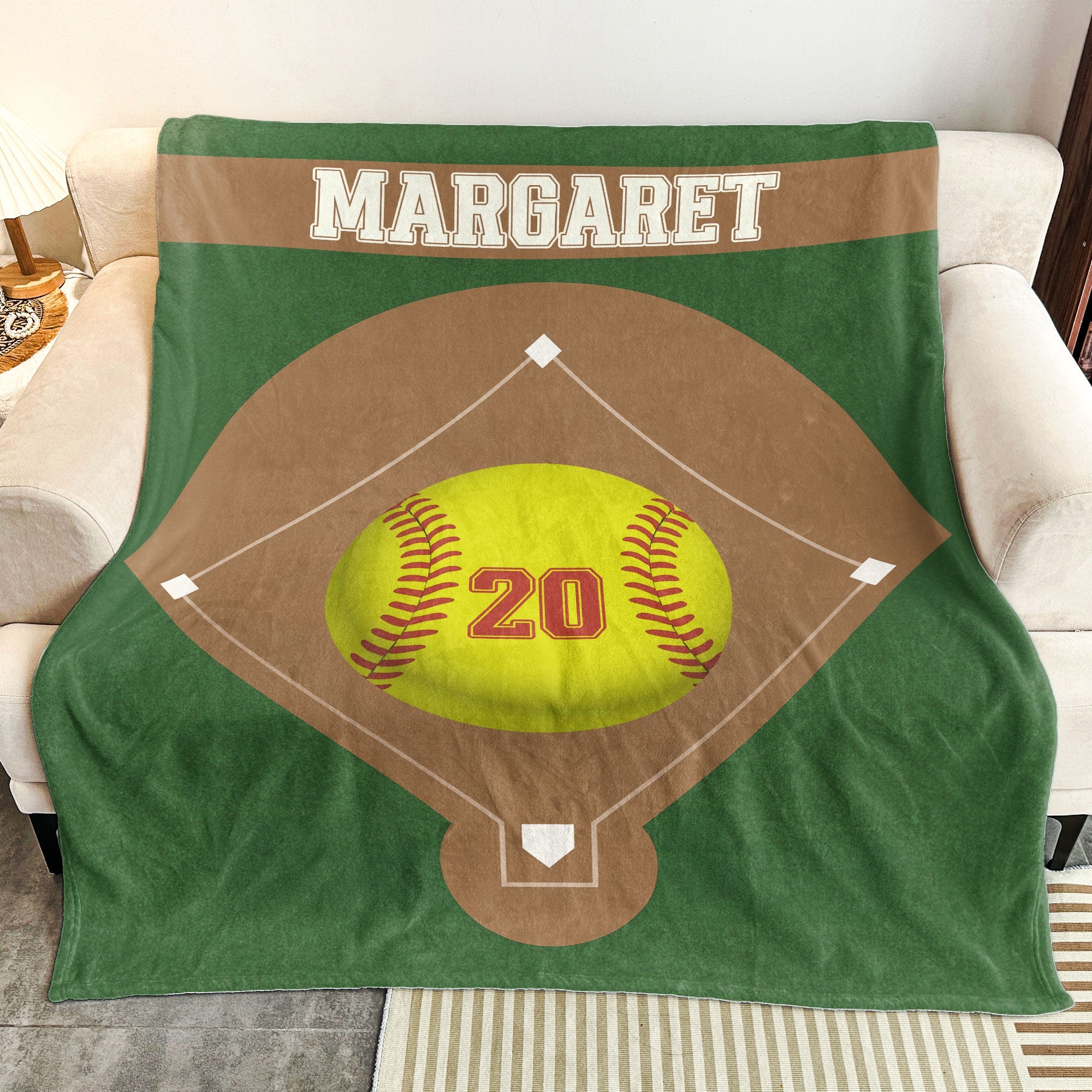 Softball Field Custom Name And Number - Personalized Blanket Big Size - Py Five Style