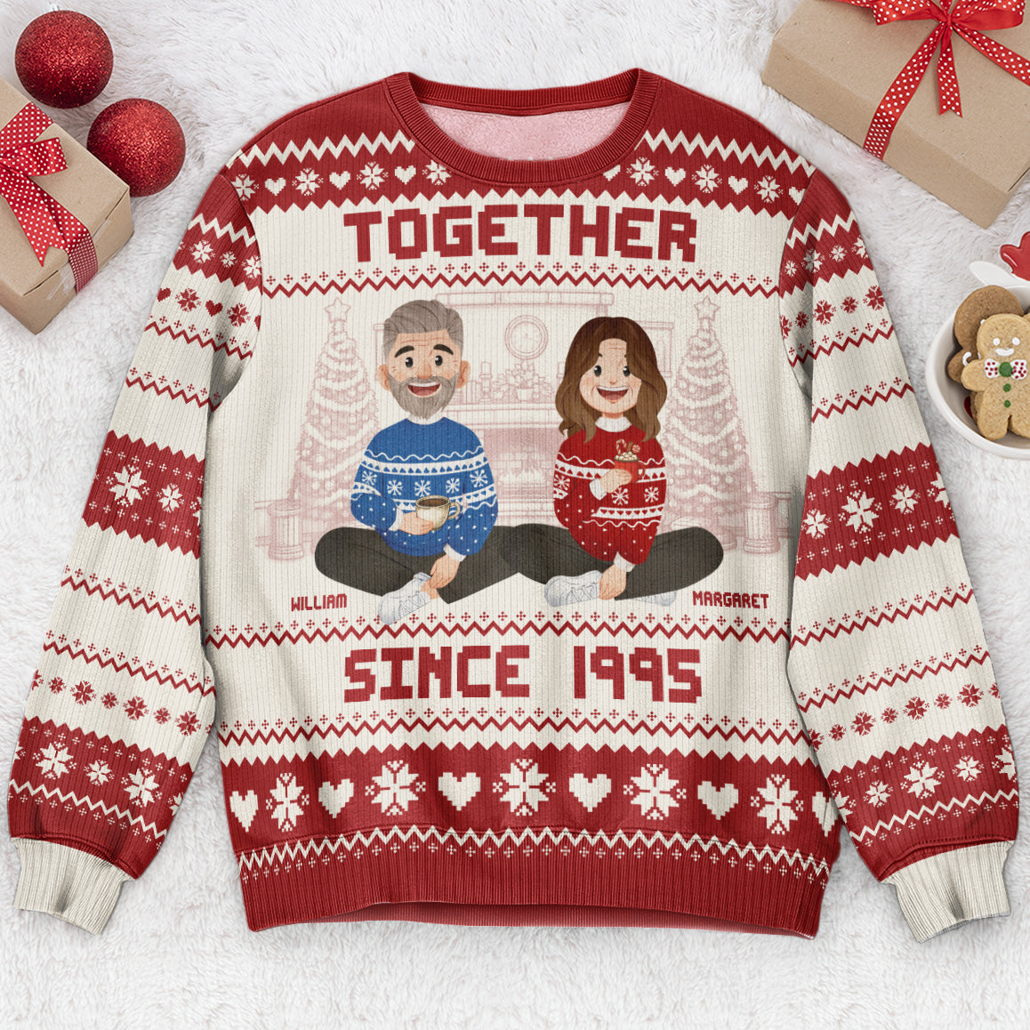 Together Since Couple Christmas Ugly Sweater New Version - Personalized Ugly Sweater - Py Five Style