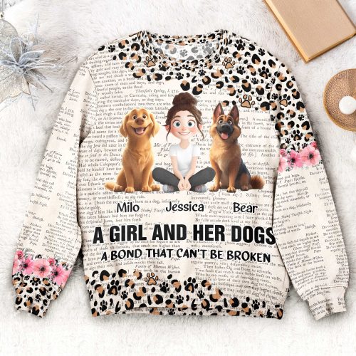A Girl And Her Dogs Unbreakable Bond - Personalized 3D Printed Sweatshirt